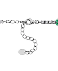 Macy's Lab-Grown Emerald (1 ct. t.w.) & White Sapphire (1-3/4 Bracelet Sterling Silver