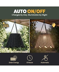 Bell + Howell Solar Wicker-Style Outdoor Led Lantern Dusk-to-Dawn, Weather Proof Hanging Pendant Light