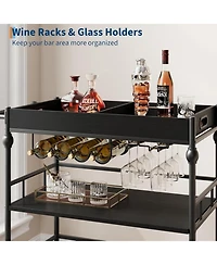 homfan 3-Tier Bar Cart with Wheels