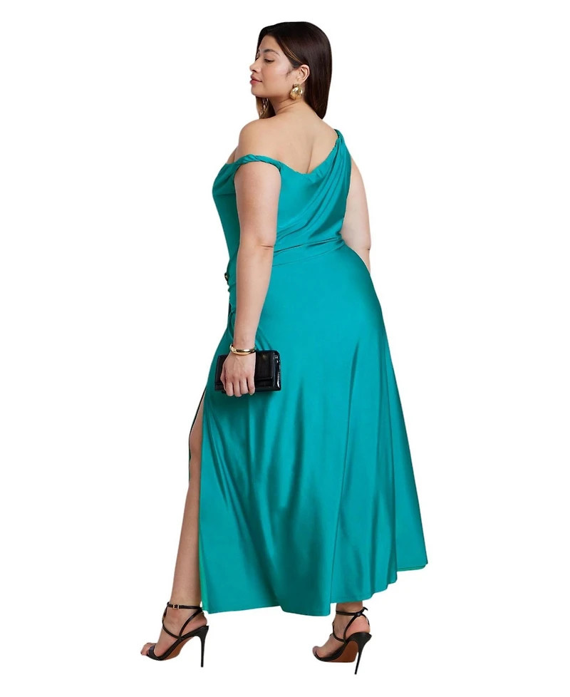 Eloquii Women's Plus Boat Neck Maxi Dress