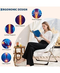 gaomon Collapsible Lounge Chair Set of 2, Faux Fur Accent, Triangular Metal Frame, for Bedroom and Living Room