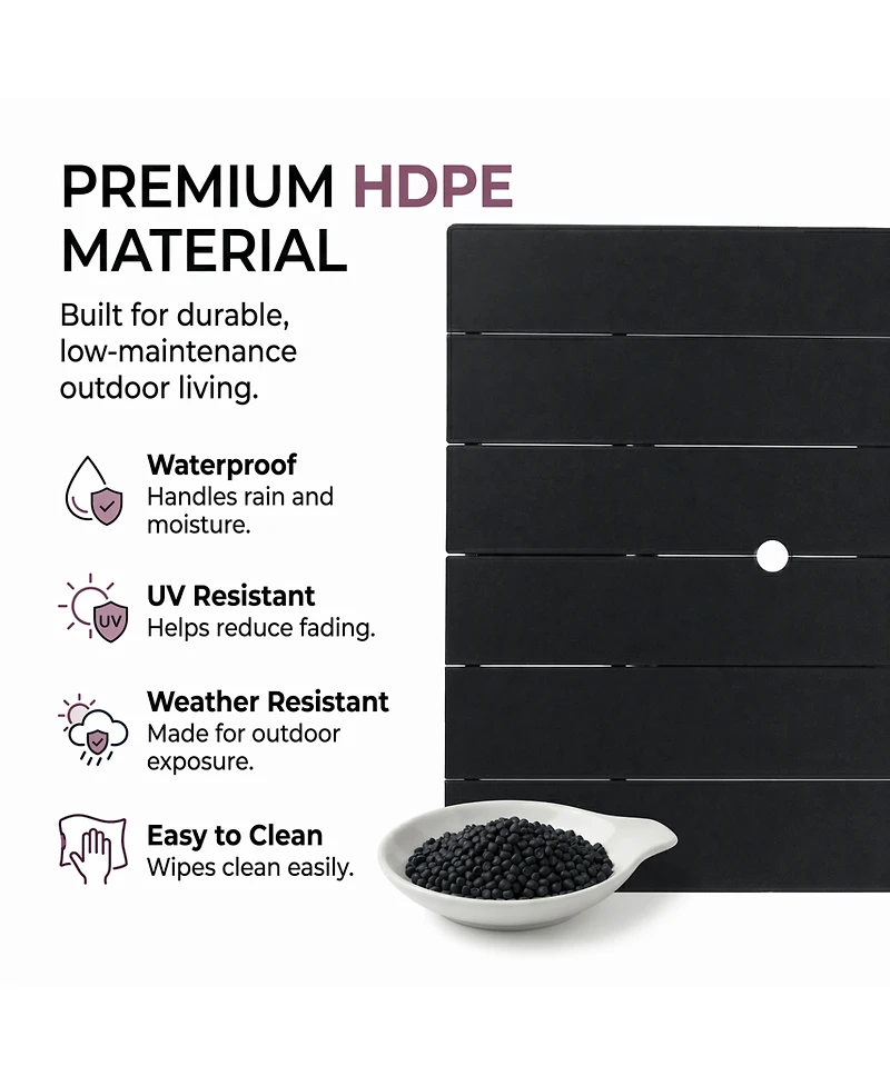 Streamdale Furniture Piece Black Hdpe Outdoor Patio Dining Set with Square Table