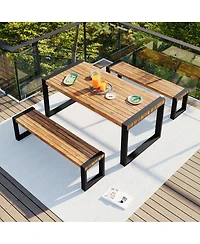 Streamdale Furniture Acacia Wood Outdoor Dining Set with Steel Frame