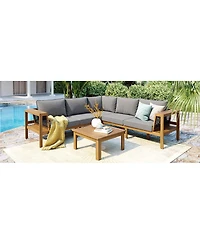 Streamdale Furniture Acacia Wood Outdoor Sofa Set with Coffee Table