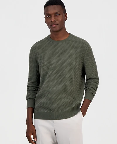Alfani Men's Basket Weave Long-Sleeve Sweater, Macy's Exclusive