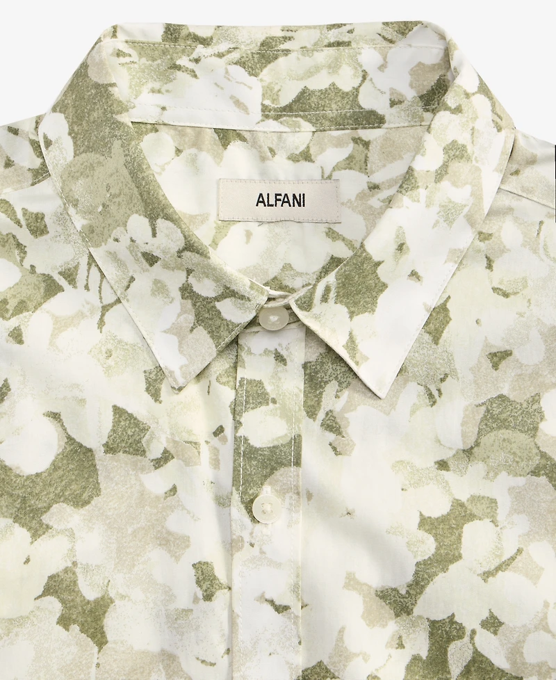 Alfani Men's Layered Botanical Poplin Long-Sleeve Shirt, Macy's Exclusive