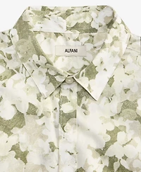 Alfani Men's Layered Botanical Poplin Long-Sleeve Shirt, Macy's Exclusive