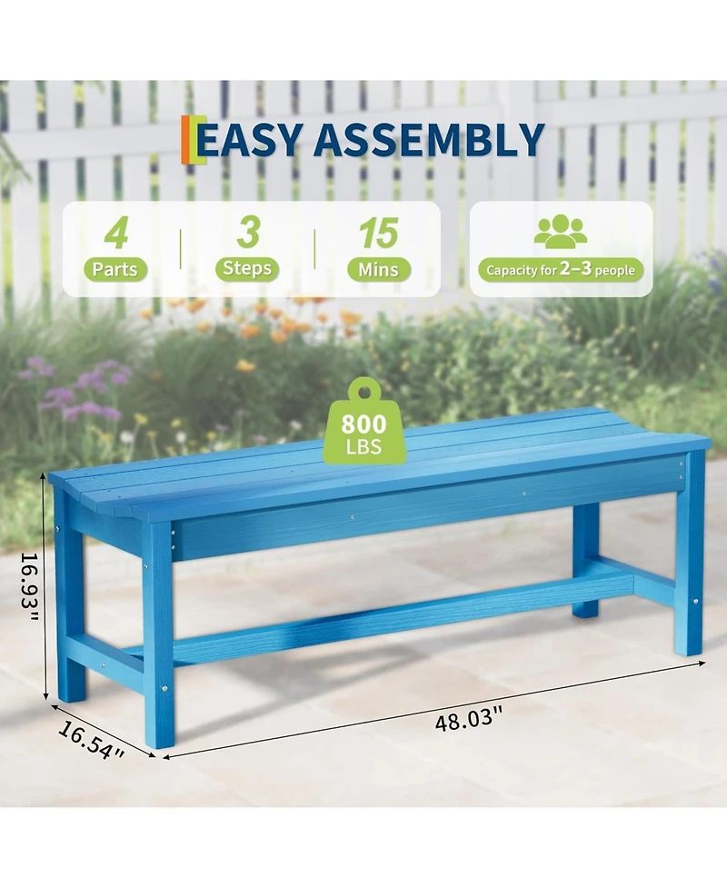 gaomon Weatherproof 2-Person Backless Outdoor Bench, Dining Seat, Garden Bench for Porch, Patio, Park, Entryway