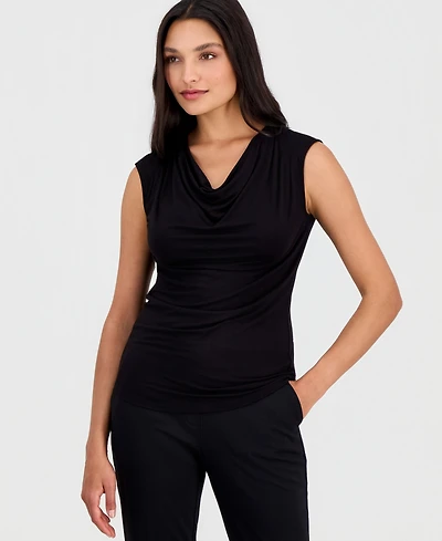 Anne Klein Women's Pleated Cowl-Neck Sleeveless Top