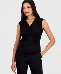 Anne Klein Women's Pleated Cowl-Neck Sleeveless Top