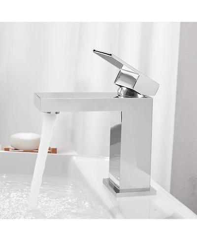 Phying Modern Chrome Bathroom Faucet, Single Hole Bathroom Faucet, Solid Brass Chrome Polished Bathroom Sink Faucet