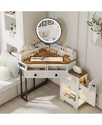 Vlsrka Corner Vanity with Mirror and Lights