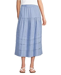 Lands' End Women's Seersucker Pull On Midi Skirt