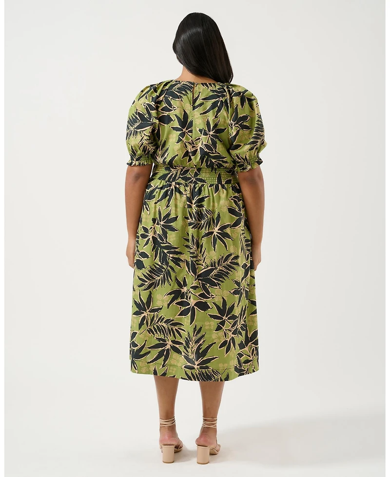 Estelle Wildleaf Cotton Midi Dress