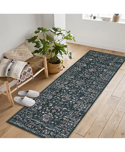 gaomon Washable Runner Rug 2 x 8, Vintage Boho Floral Non Slip Soft Low Pile Carpet for Hallway Entryway Bedroom