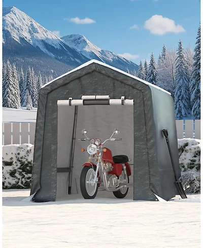 homfan 6x8 Ft Portable Outdoor Storage Shed with Roll-Up Door
