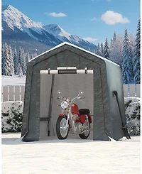 homfan 6x8 Ft Portable Outdoor Storage Shed with Roll-Up Door