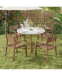 Streamdale Furniture Piece Acacia Wood Outdoor Dining Set with Round Table