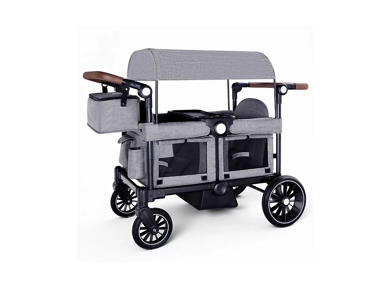 Kinder King Baby Wagon Stroller for Two with Adjustable Handle, All-Terrain Wheels, Tray and Storage.