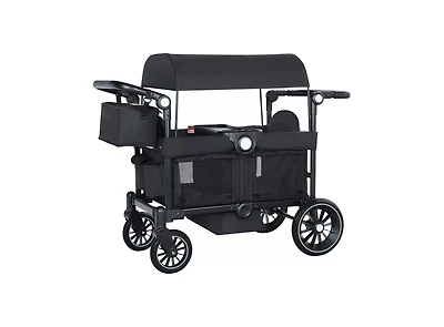 Kinder King Baby Wagon Stroller for Two with Adjustable Handle, All-Terrain Wheels, Tray and Storage.