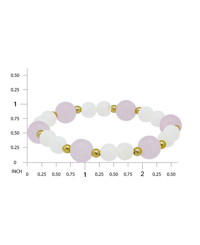 Macy's 14k Gold-Plated Over Brass Rose Quartz Beads Imitation Pearl Stretch Bracelet