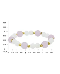 Macy's 14k Gold-Plated Over Brass Rose Quartz Beads Imitation Pearl Stretch Bracelet