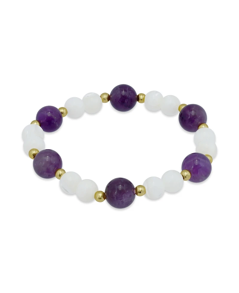 Macy's 14k Gold-Plated Over Brass Imitation Pearl Beads Stretch Bracelet
