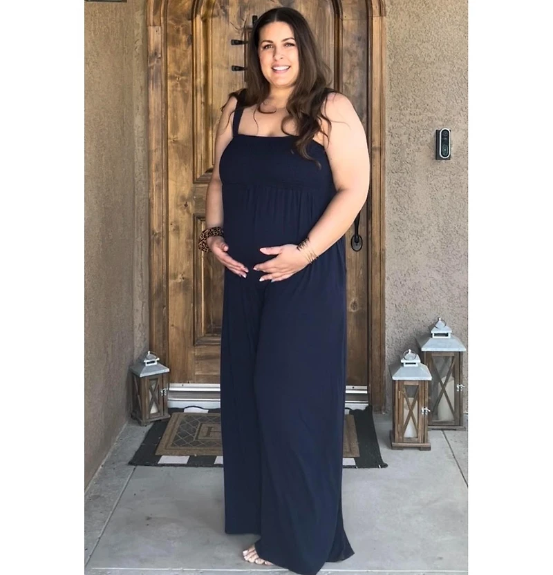 Pinkblush Maternity Navy Sleeveless Wide Leg Jumpsuit