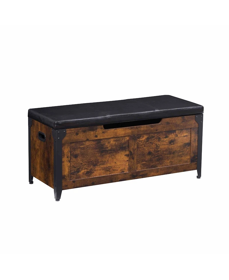 homfan Wooden Shoe Bench, Wood Storage Chest with Lift-Top Lid and Safety Hinges for Entryway or Living Room