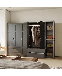 gaomon Storage Cabinet with 3 Doors, 2 Drawers, Hanging Rod, Soft-Close Hinges for Living Room, Entryway