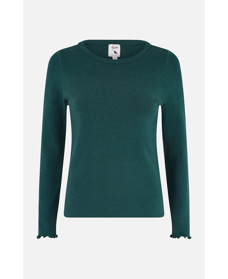 Yumi Women's Sparkle Long Sleeve Boatneck Knit Jumper