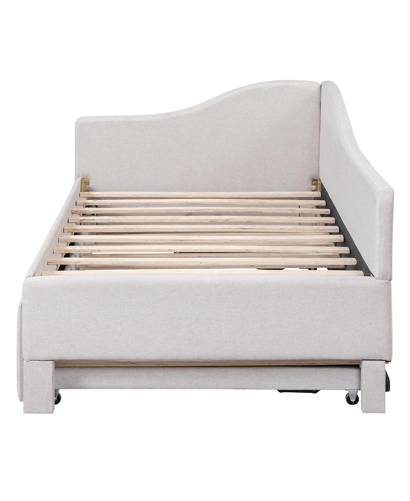 Streamdale Furniture Twin Size Upholstered L-Shaped Upholstered Daybed with Pop Up Trundle