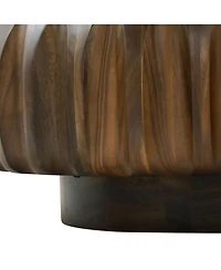 Streamdale Furniture Round Solid Wood Carved Coffee Table with Elegant Sculptural Design