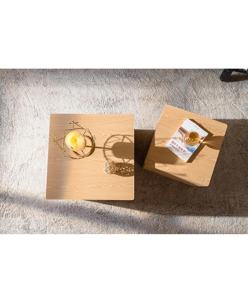 Streamdale Furniture Natural Wood Nesting Cube Coffee Table Set (Set of 2