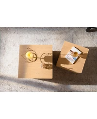 Streamdale Furniture Natural Wood Nesting Cube Coffee Table Set (Set of 2
