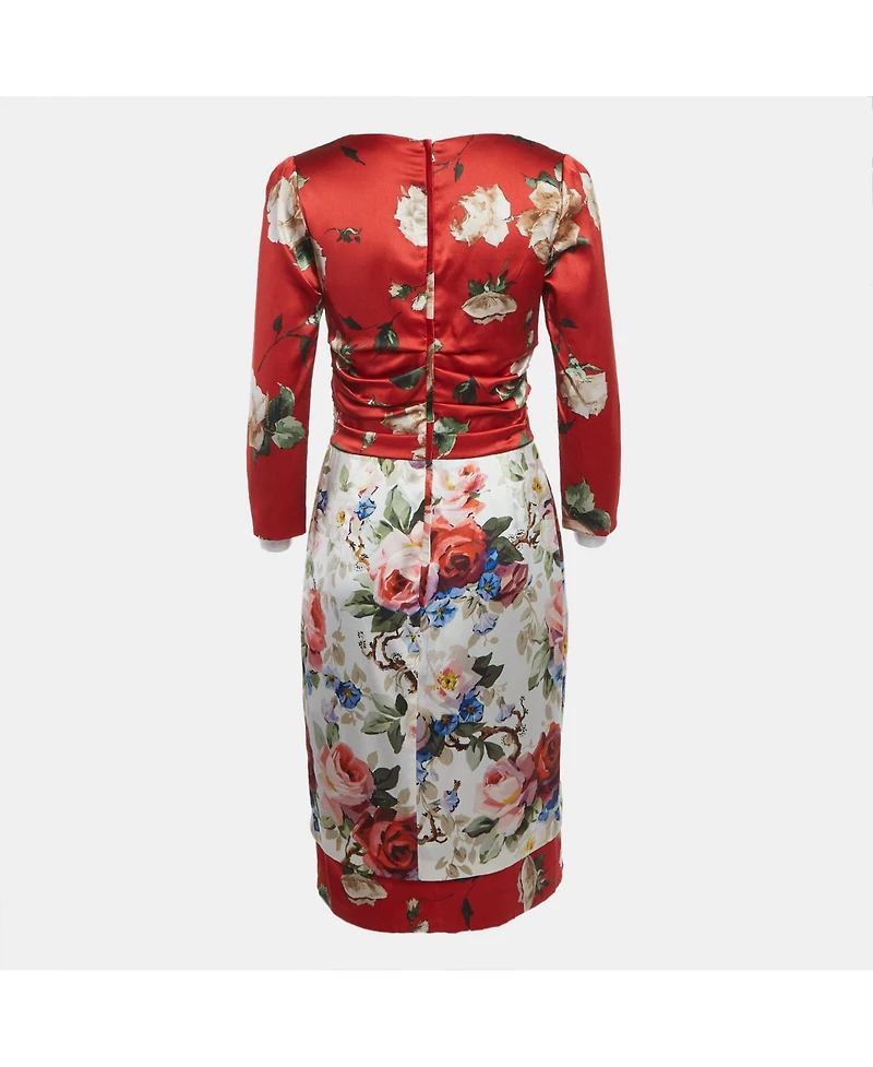 Pre-Owned Dolce & Gabbana Women's Floral Print Silk Sheath Dress