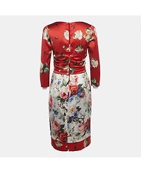 Pre-Owned Dolce & Gabbana Women's Floral Print Silk Sheath Dress