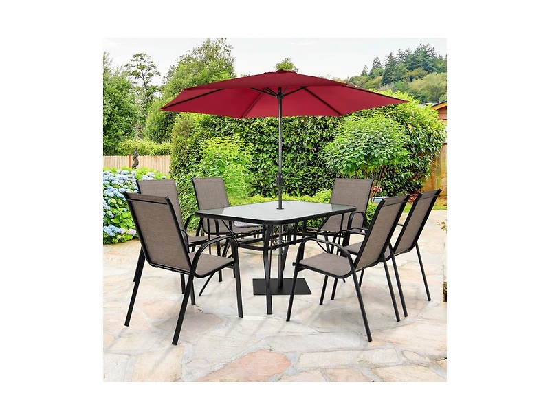 Mondawe 7-Piece Patio Dining Set with 6 Stackable Chairs