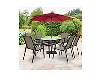 Mondawe 7-Piece Patio Dining Set with 6 Stackable Chairs