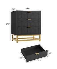 homfan 3-Drawer Dresser with Metal Legs and Handles, Modern Chest for Bedroom Living Room Entryway