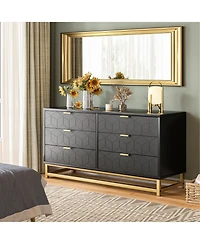 homfan 6-Drawer Double Dresser with Handles, Long Storage Organizer for Bedroom Living Room Hallway