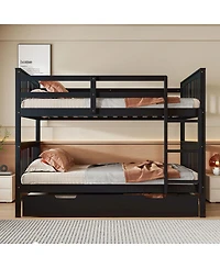 Streamdale Furniture Full over Full Bunk Bed with Twin Size Trundle and Ladder