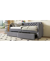 Streamdale Furniture Velvet Twin Daybed with 2 Drawers and Usb Charging