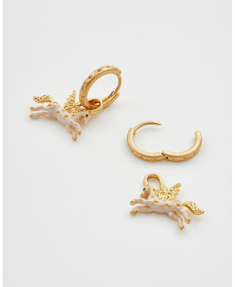 Fable England Gold Pegasus Huggie Earrings