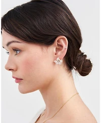Fable England Gold Jasmine and Pearl Oversized Stud Earrings