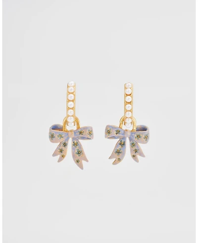 Fable England Gold Forget Me Not Bow Huggie Earrings