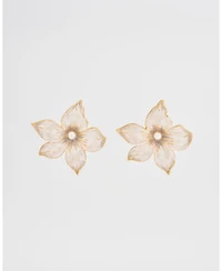 Fable England Gold Jasmine and Pearl Oversized Stud Earrings