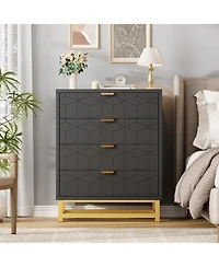 homfan 4-Drawer Dresser with Metal Handles, Modern Chest for Bedroom, Living Room, Hallway