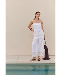 English Factory Women's Eyelet Peplum Sleeveless Top
