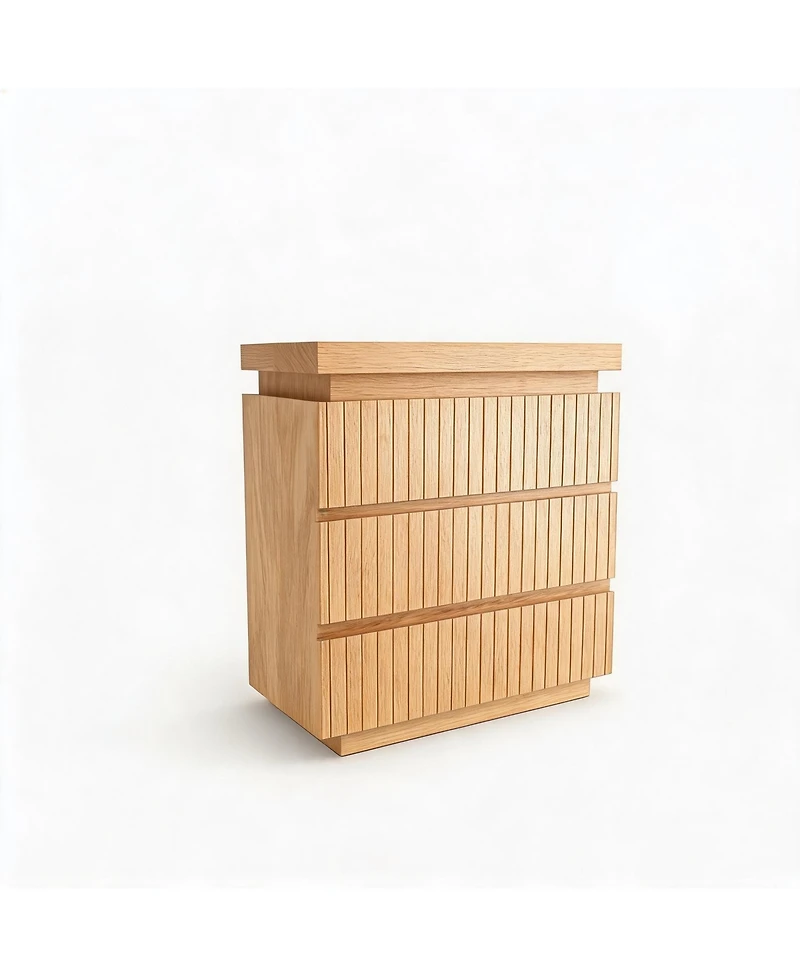 homfan 3-Drawer Dresser with Fluted Design and Floating Top, Modern Chest for Bedroom Entryway Small Spaces